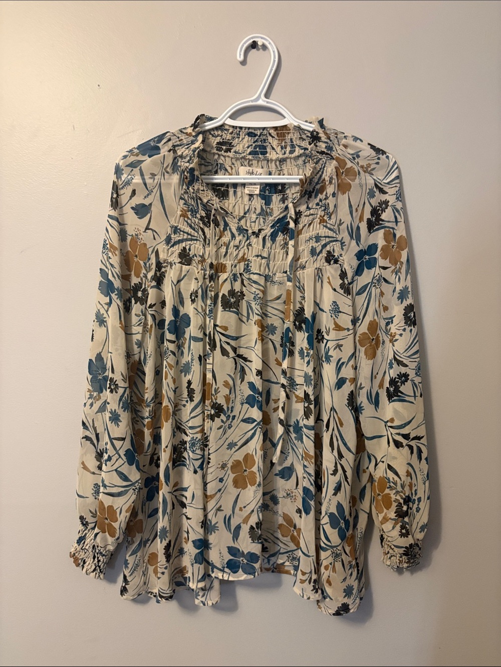Style and Co sheer floral blouse